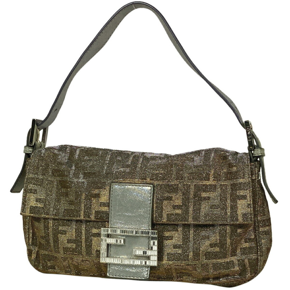 Fendi Zucca Mamma Bucket handbag glitter shoulder bag silver gold